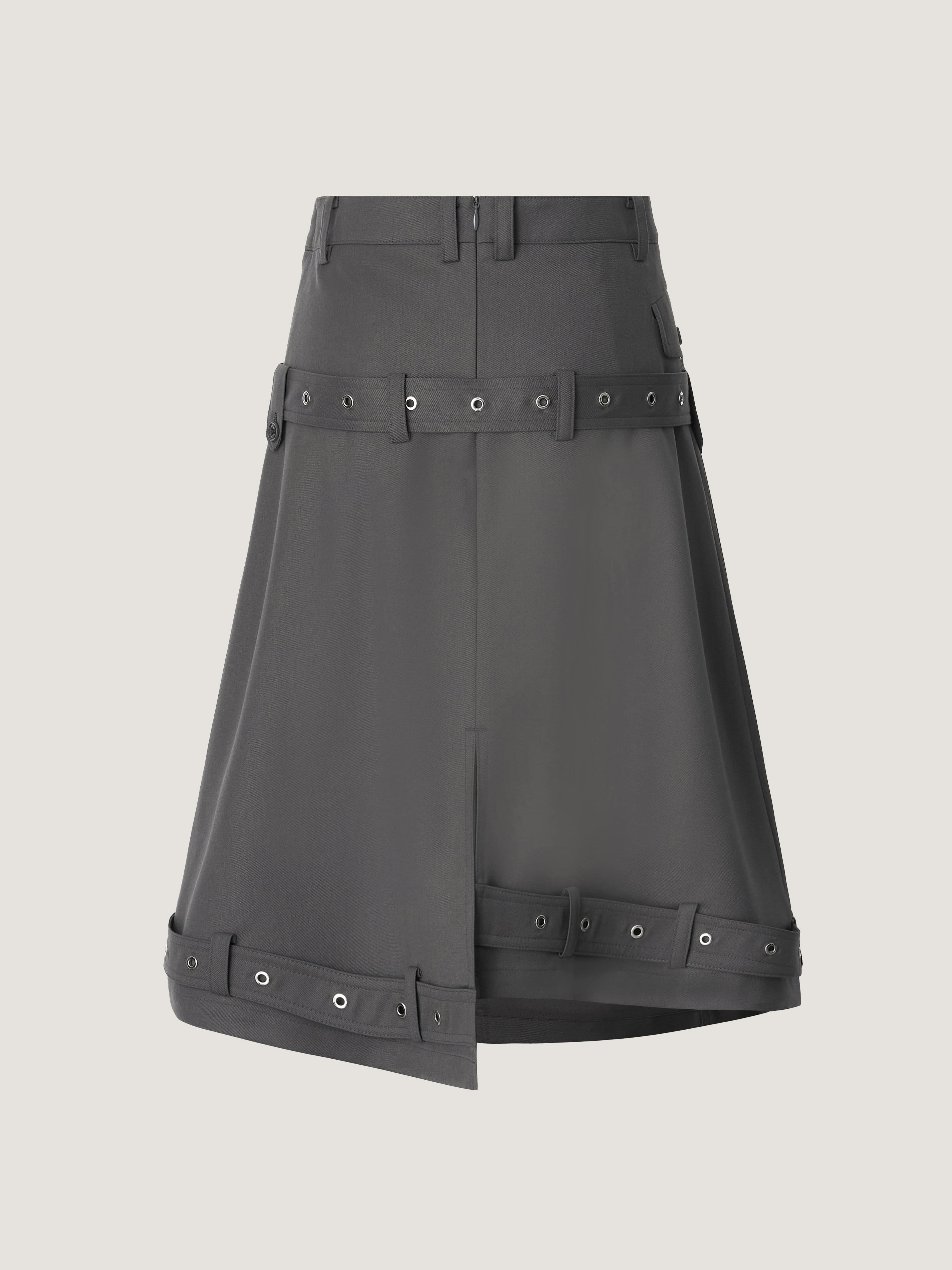 TWOTWINSTYLE High Waist Spliced Double Breasted Belt Fashion Skirt