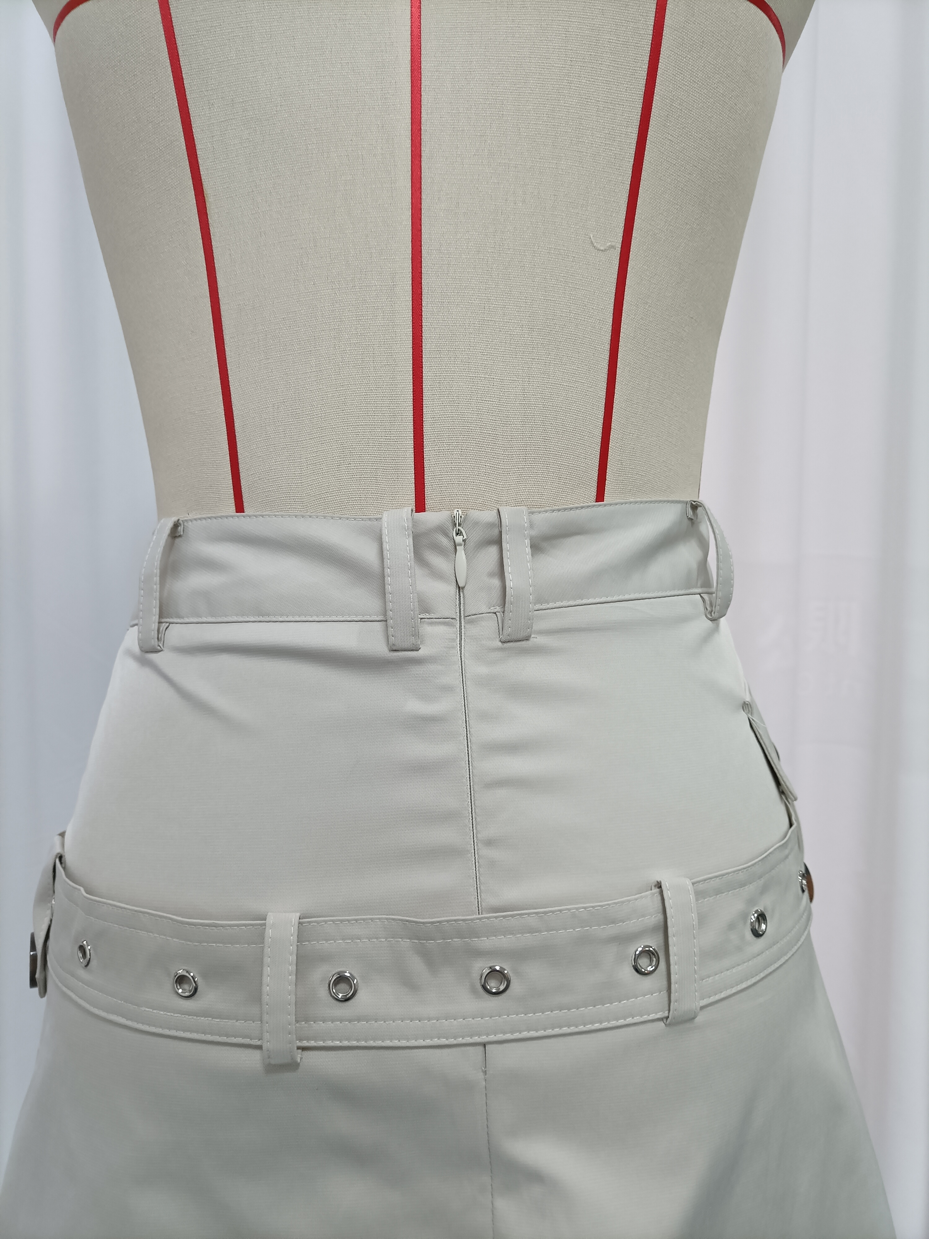TWOTWINSTYLE High Waist Spliced Double Breasted Belt Fashion Skirt