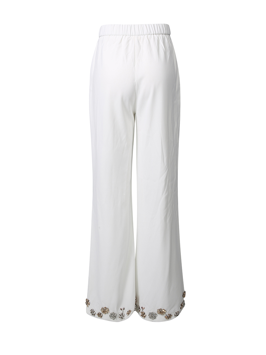 TWOTWINSTYLE Lapel Patchwork Diamond Long Sleeve Loose Pants Temperament Set