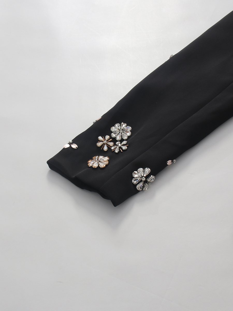 TWOTWINSTYLE Lapel Patchwork Diamond Long Sleeve Loose Pants Temperament Set