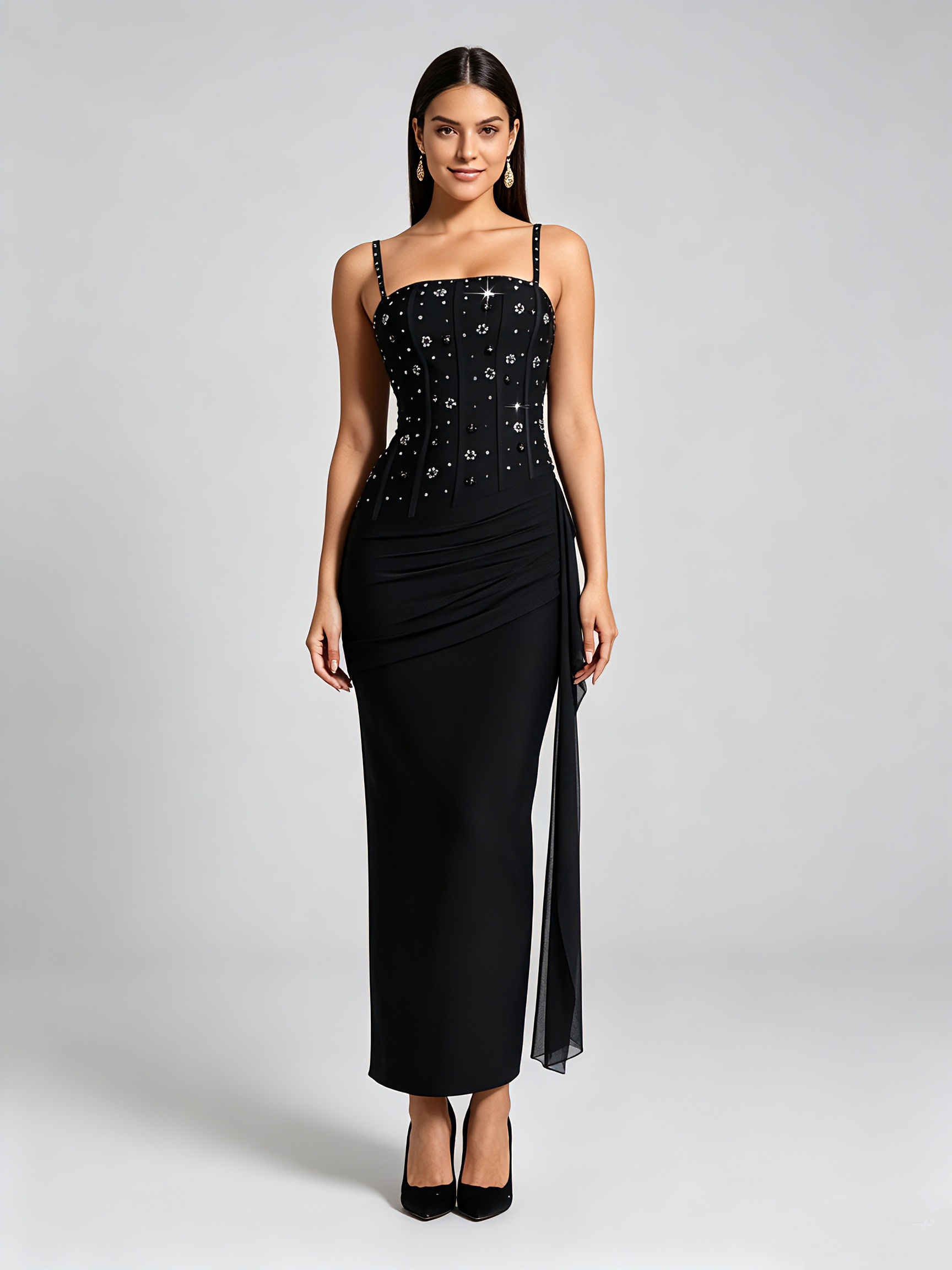 TWOTWINSTYLE Off Shoulder Patchwork Diamond Pleated Chic Dress