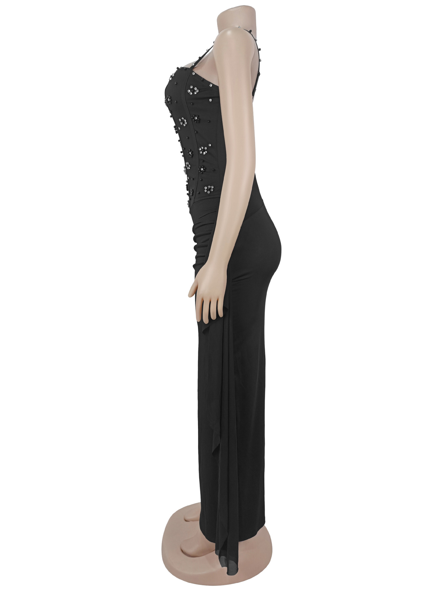 TWOTWINSTYLE Off Shoulder Patchwork Diamond Pleated Chic Dress