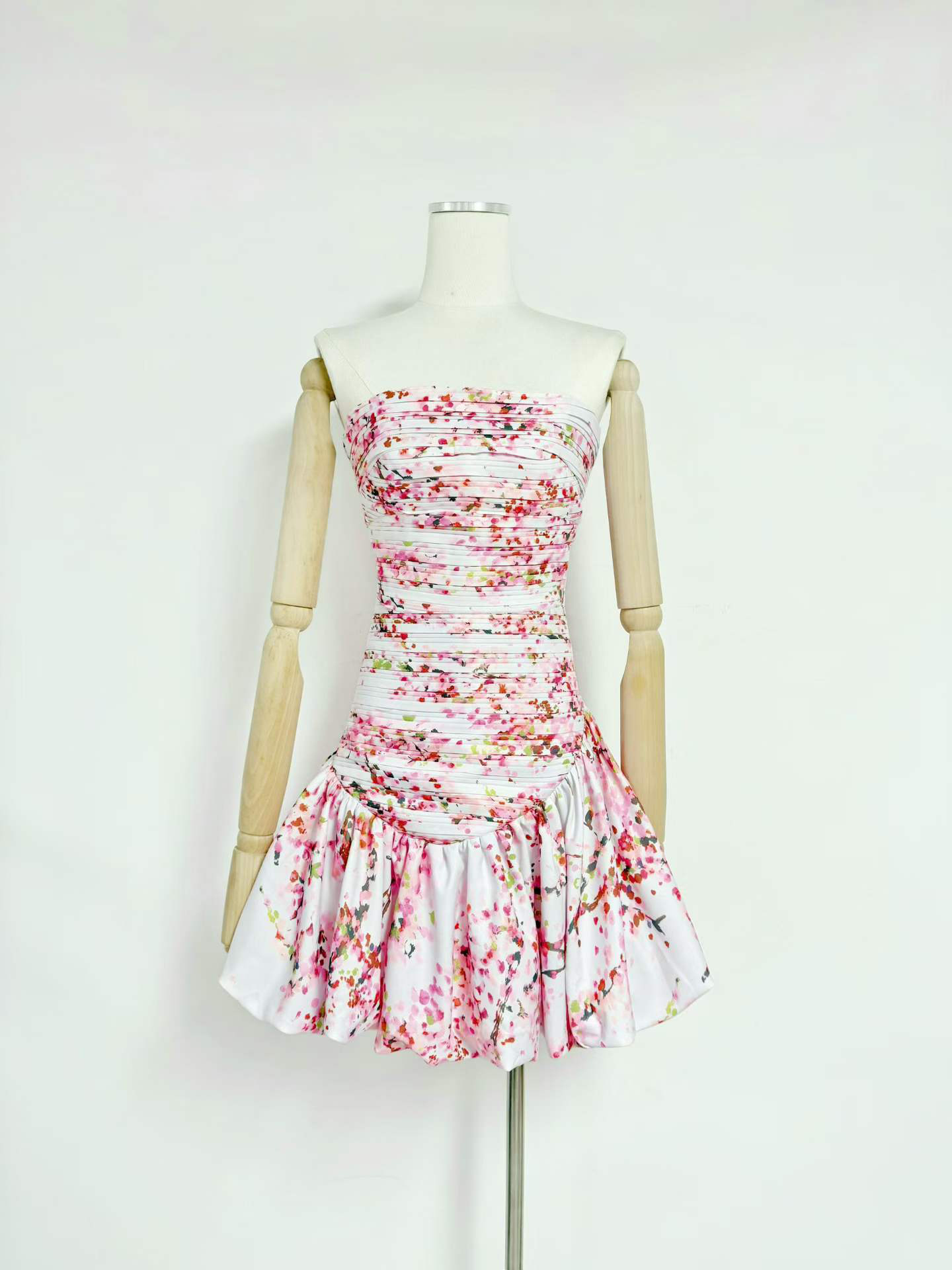 TWOTWINSTYLE Off Shoulder Spliced Print High Waist Chic Dress