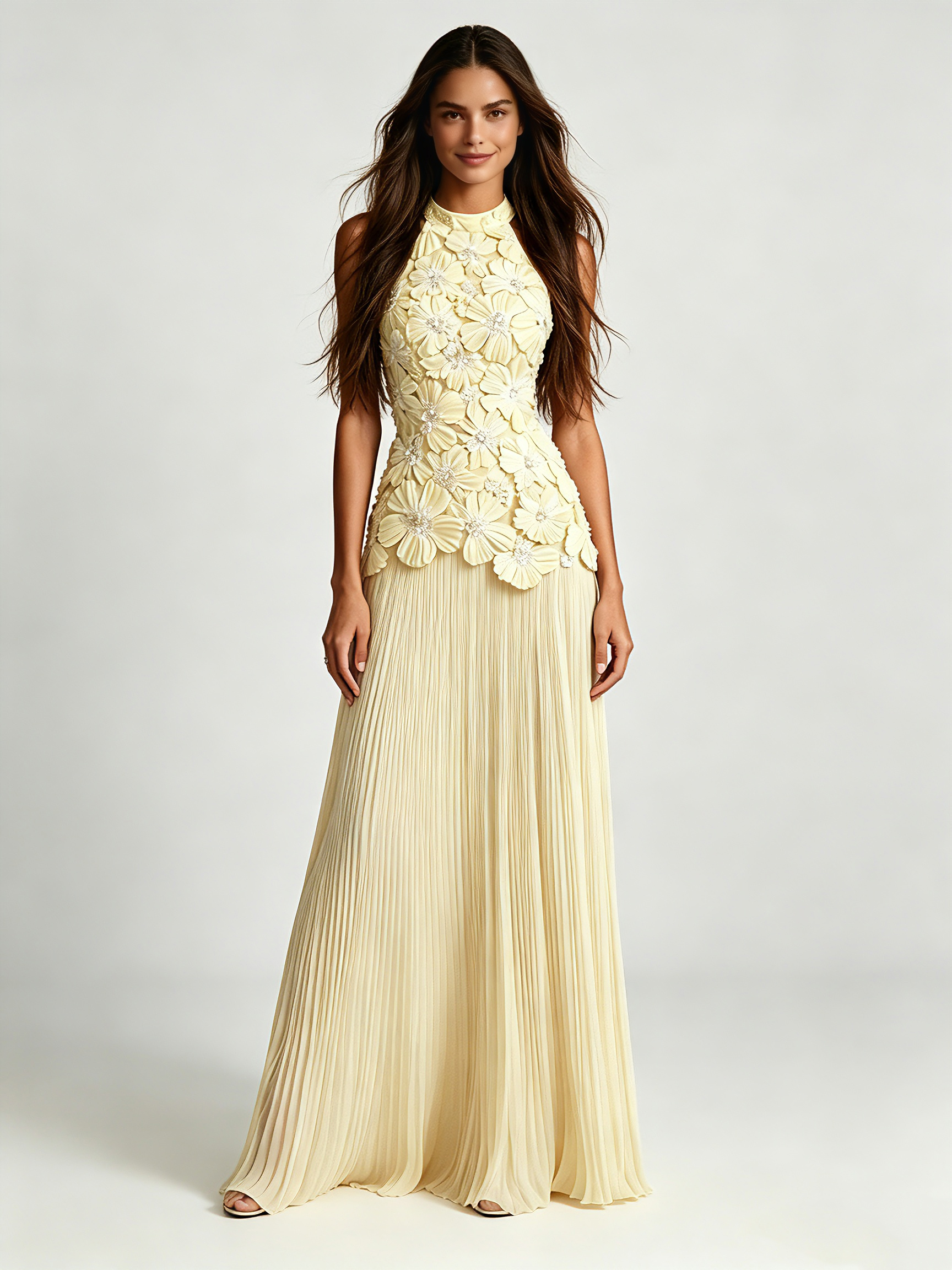 TWOTWINSTYLE Solid Off Shoulder Spliced Flower Tunic Fashion Dress