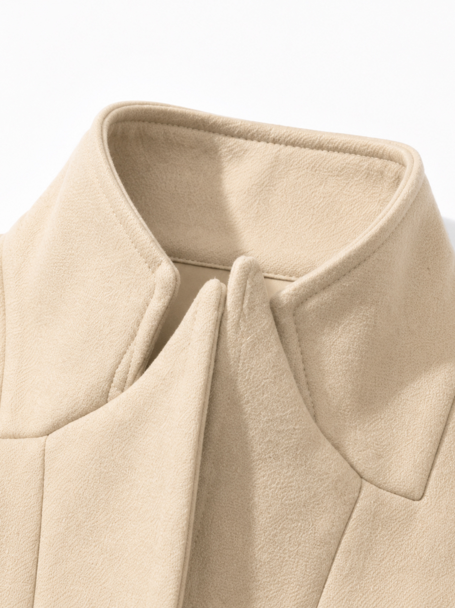 TWOTWINSTYLE Stand Collar Long Sleeve Tunic Irregular Hem Design Jacket