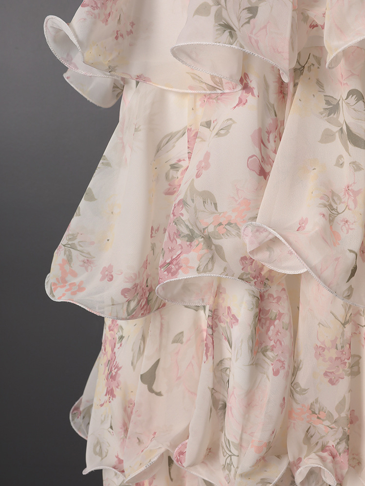 TWOTWINSTYLE Backless Tunic Spliced Print Ruffles Elegant Dress