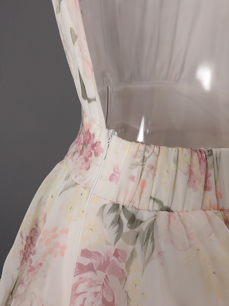 TWOTWINSTYLE Backless Tunic Spliced Print Ruffles Elegant Dress