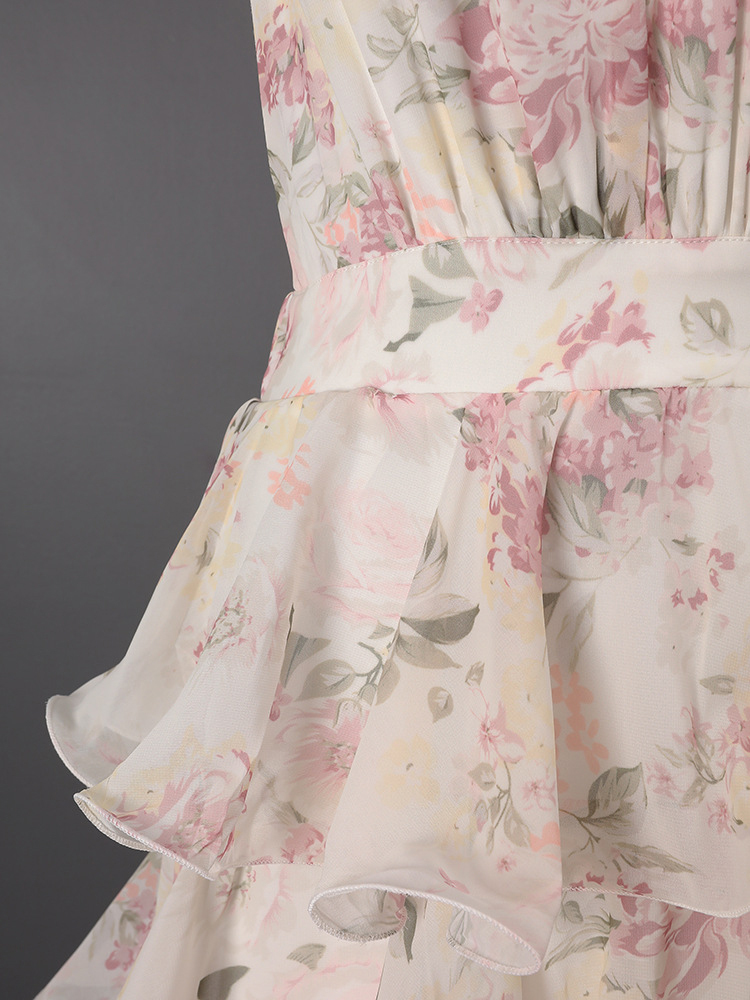 TWOTWINSTYLE Backless Tunic Spliced Print Ruffles Elegant Dress