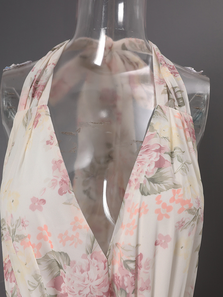 TWOTWINSTYLE Backless Tunic Spliced Print Ruffles Elegant Dress