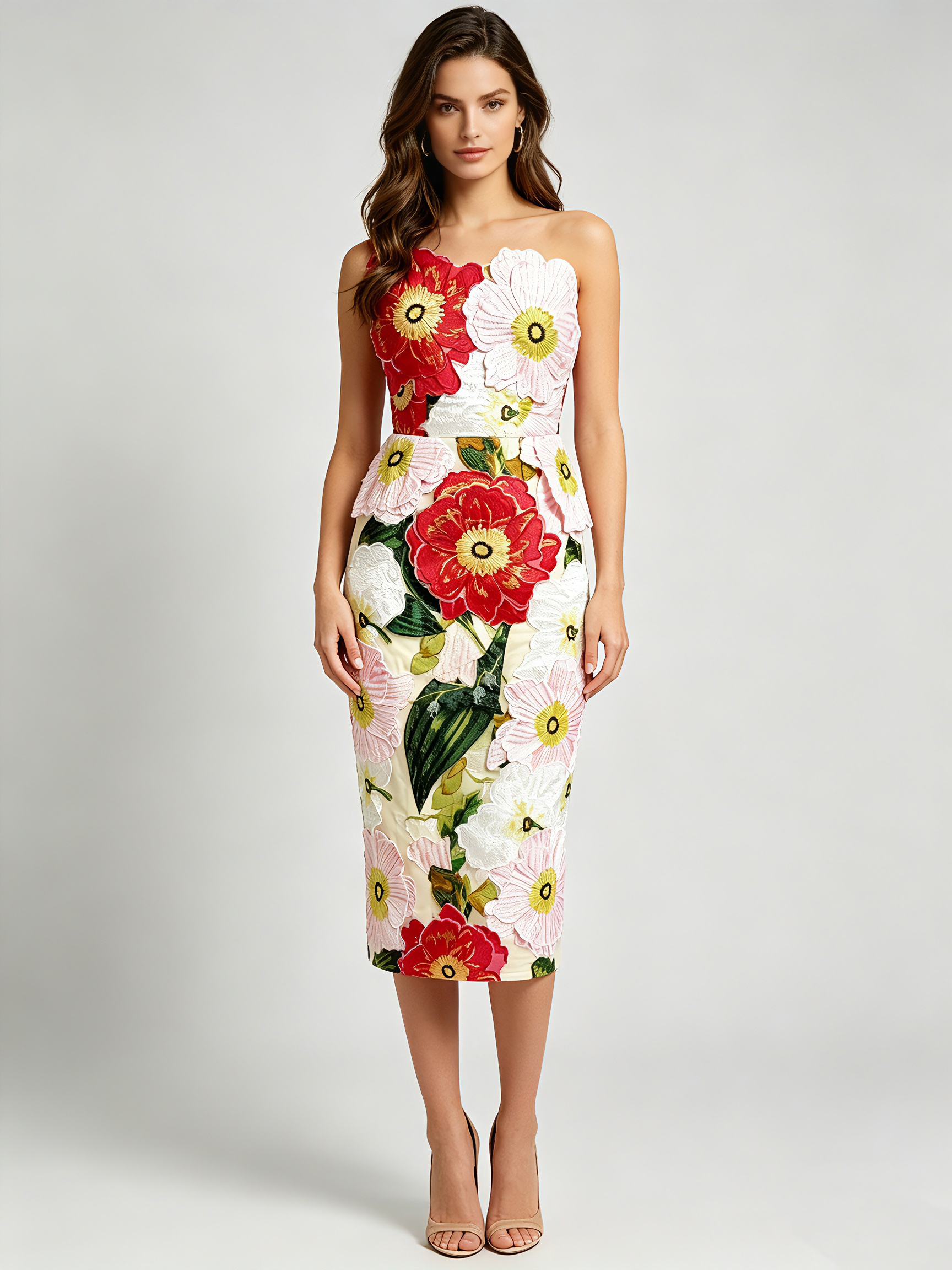 TWOTWINSTYLE Off Shoulder Tunic Patchwork Appliques Design Dress