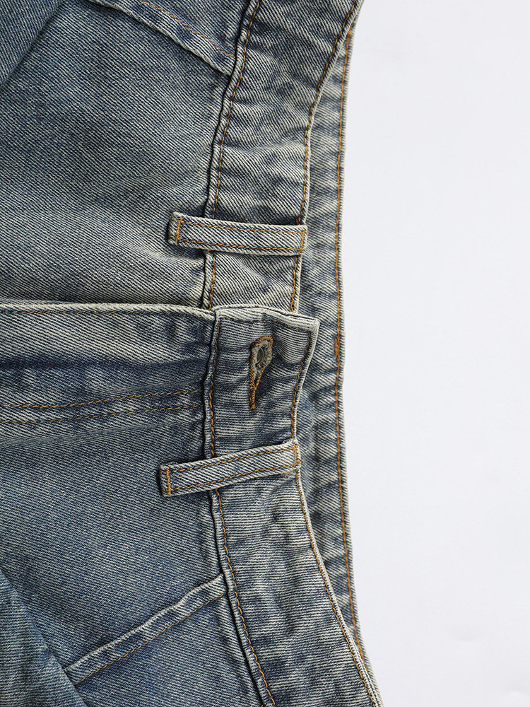 TWOTWINSTYLE Deconstructed Layer Waist Ripped Street Style Jeans