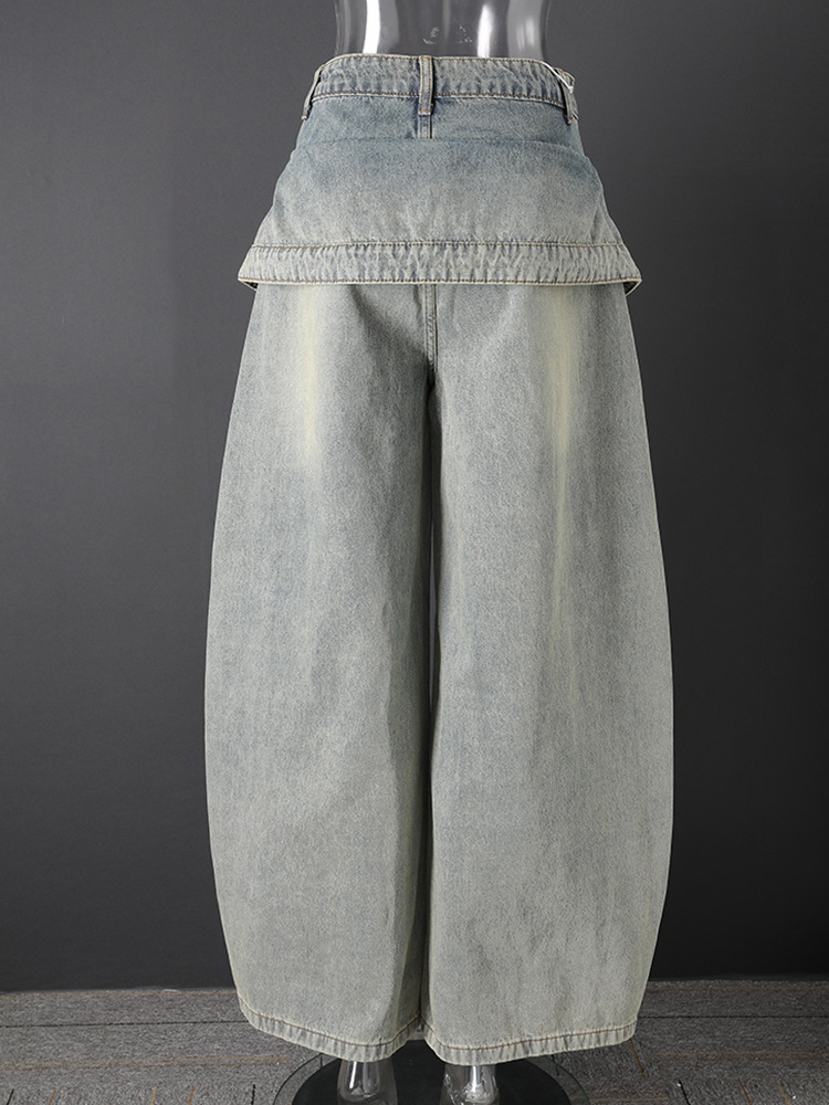 TWOTWINSTYLE Deconstructed Layer Waist Ripped Street Style Jeans