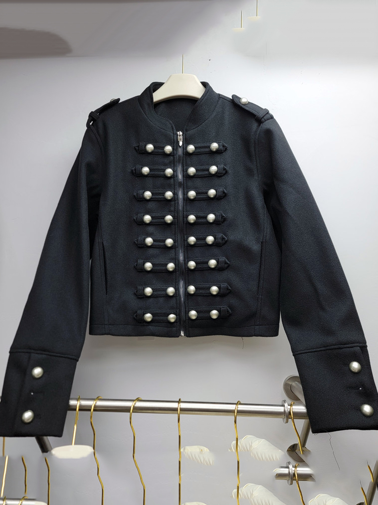 TWOTWINSTYLE Stand Collar Long Sleeve Spliced Zipper Design Jacket