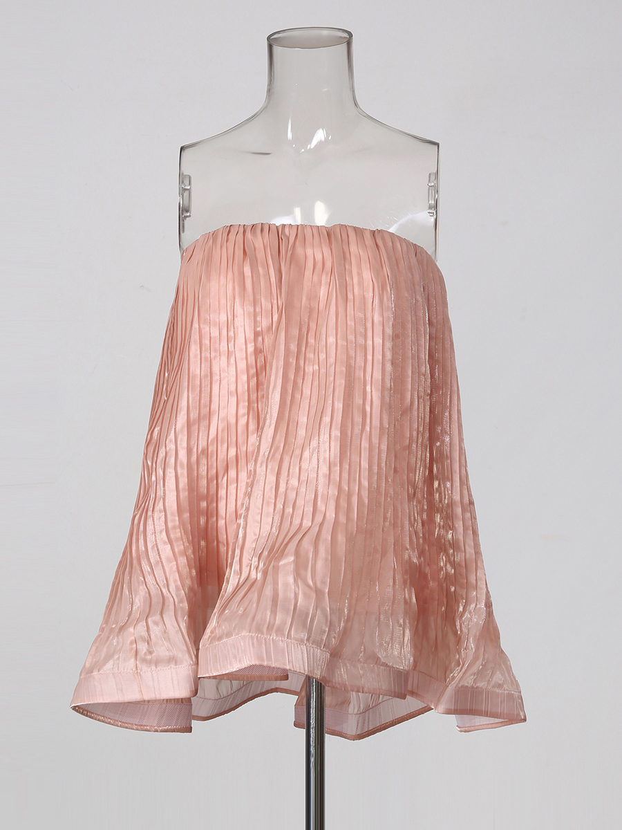 TWOTWINSTYLE Off Shoulder Ruched Top Solid High Waist Skirt Elegant Set