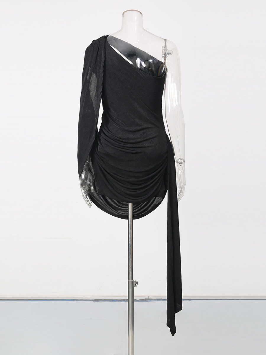 TWOTWINSTYLE Off One Shoulder Ruched Sexy Dress