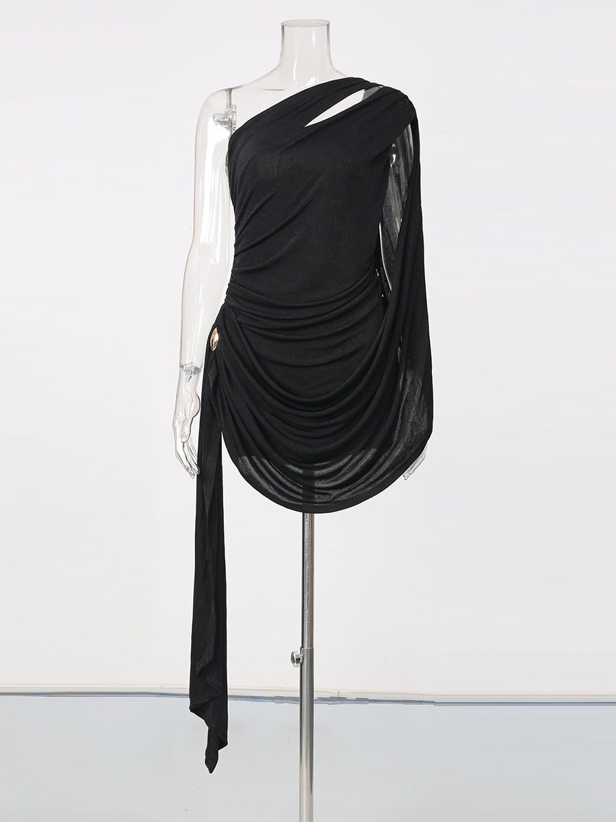 TWOTWINSTYLE Off One Shoulder Ruched Sexy Dress