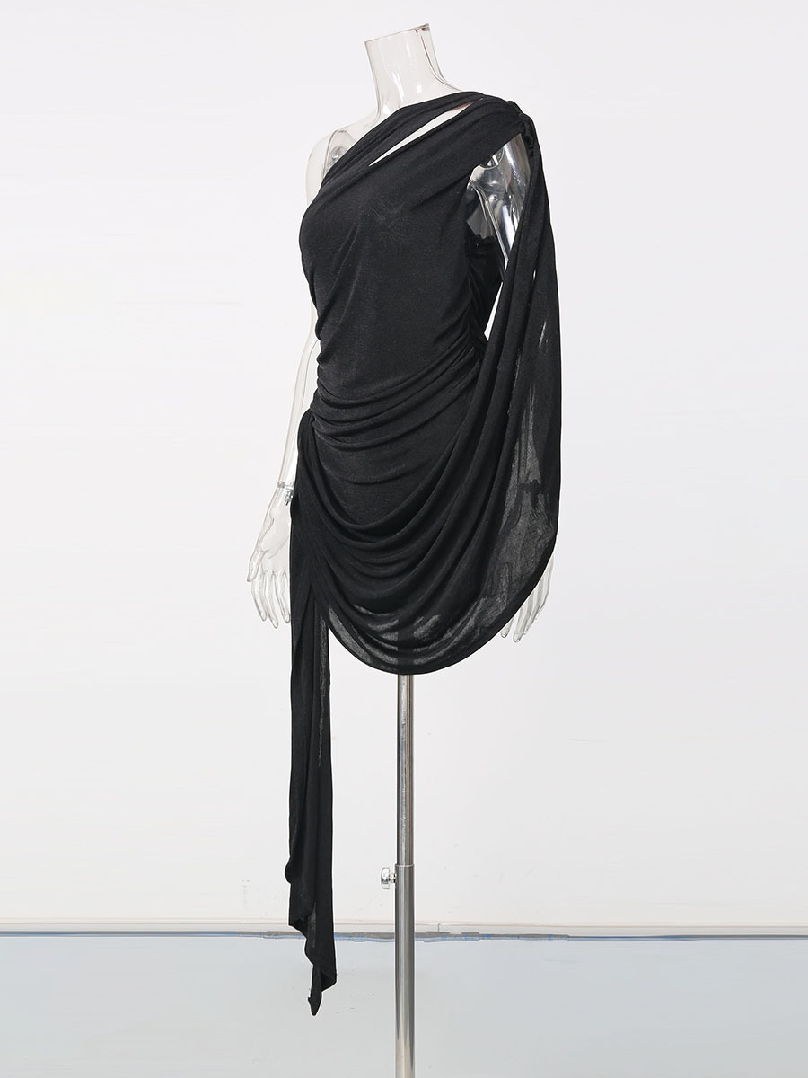 TWOTWINSTYLE Off One Shoulder Ruched Sexy Dress