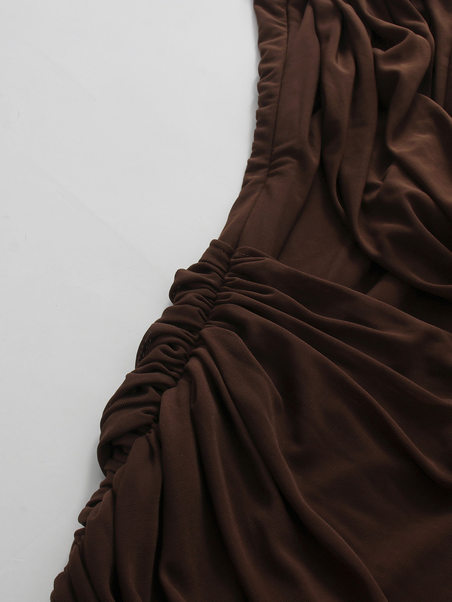 TWOTWINSTYLE Spliced Metal Mesh Ruched Fashion Dress