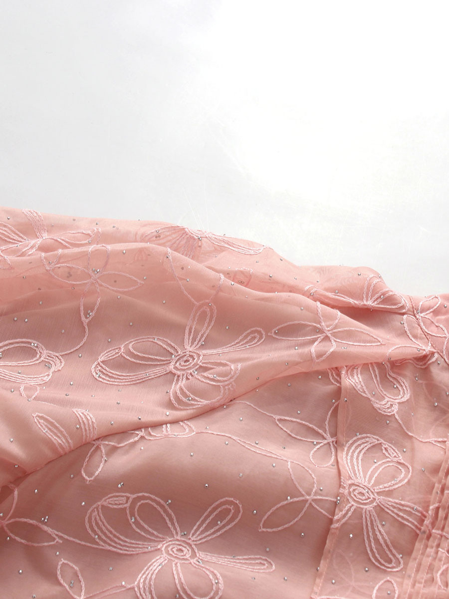 TWOTWINSTYLE Stand Collar Patchwork Lace Up Elegant Dress