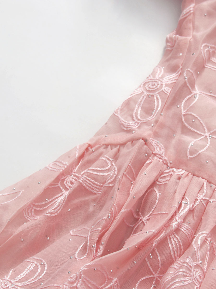 TWOTWINSTYLE Stand Collar Patchwork Lace Up Elegant Dress