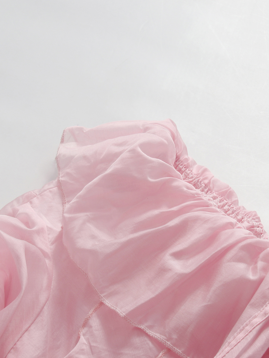 TWOTWINSTYLE V Neck Bell Sleeve Patchwork Ruffles Chic Shirt