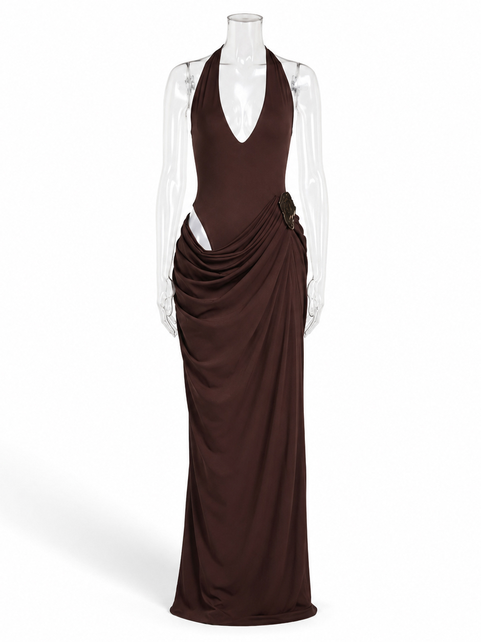 TWOTWINSTYLE Off Shoulder Bare Midriff Patchwork Metal Sexy Dress