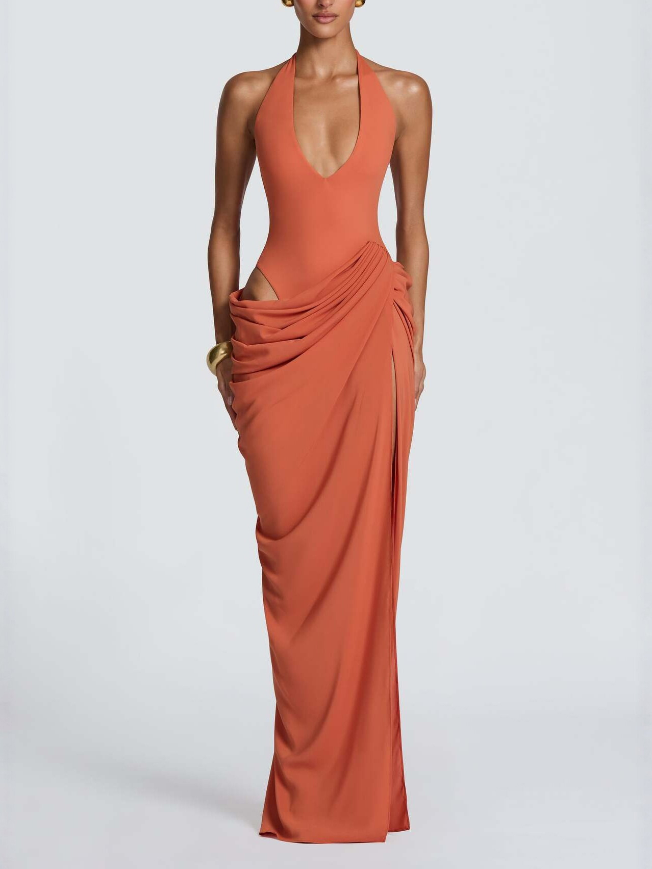 TWOTWINSTYLE Off Shoulder Bare Midriff Patchwork Metal Sexy Dress