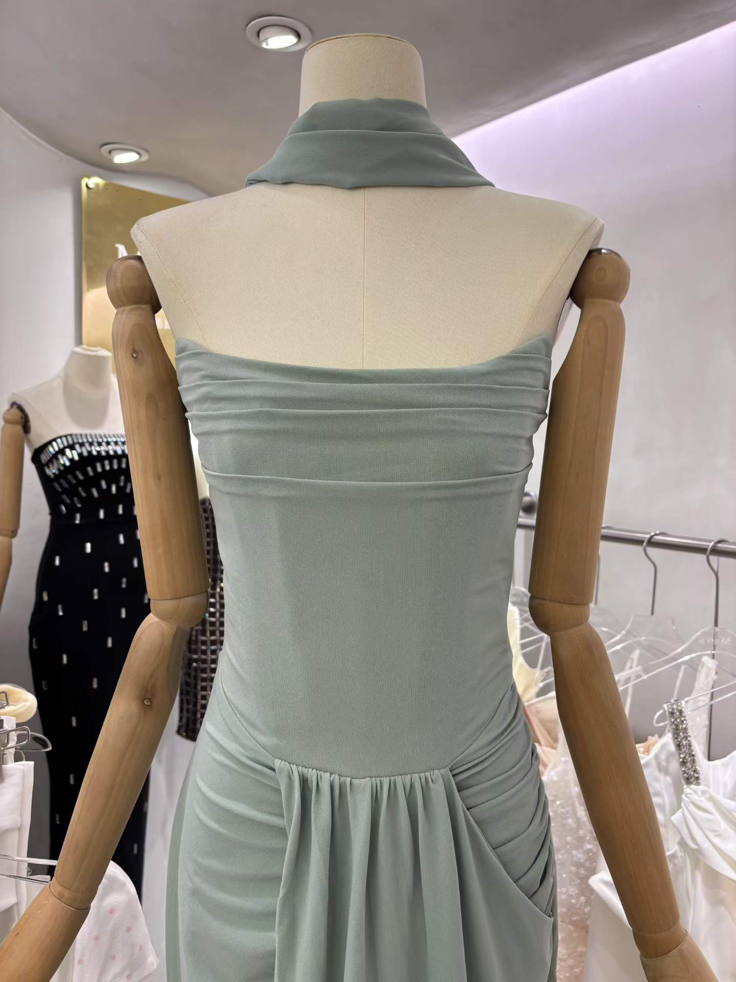 TWOTWINSTYLE Off Shoulder Tunic Side Split Pleated Elegant Dress