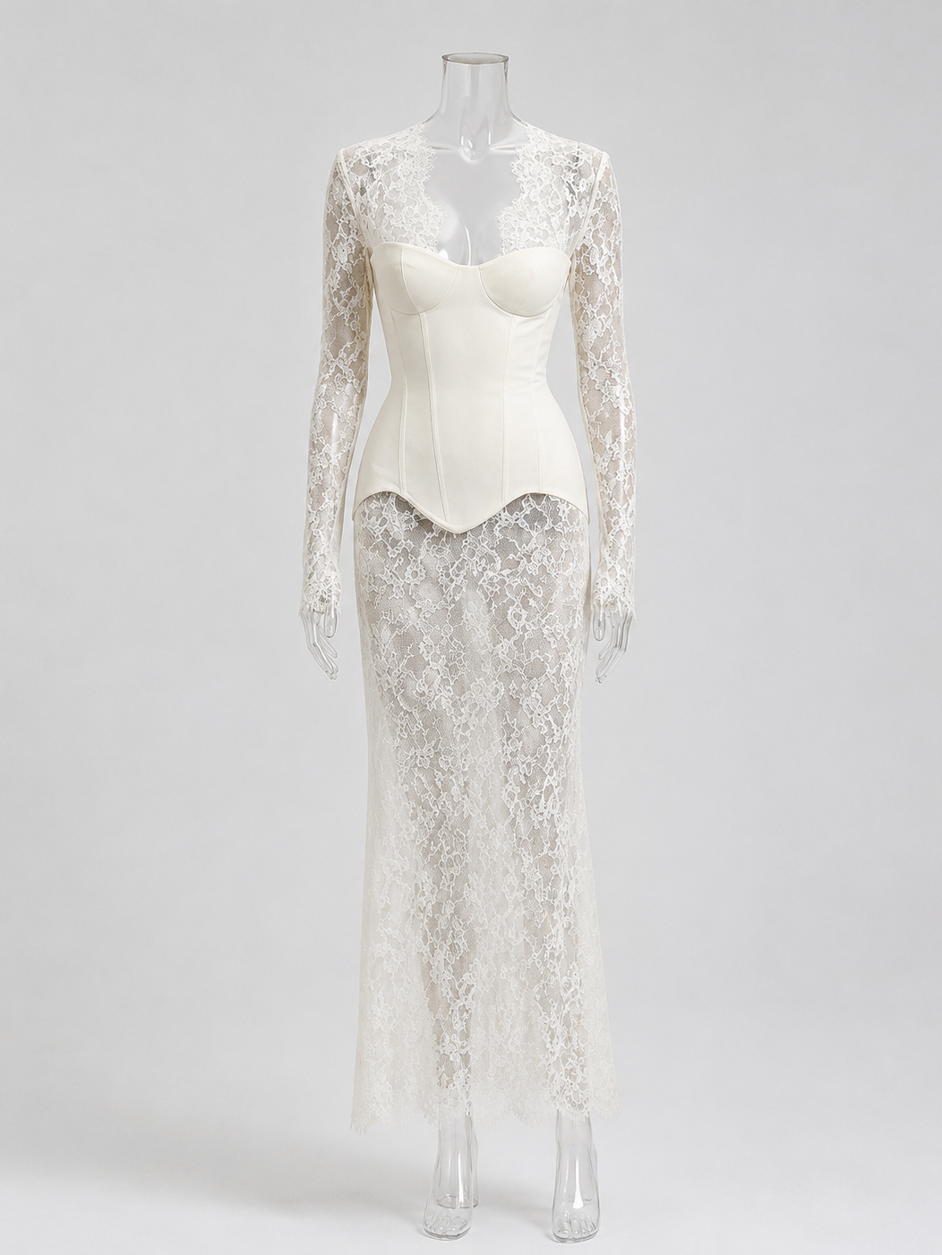 TWOTWINSTYLE Patchwork Lace V Neck Long Sleeve Tunic Sexy Dress
