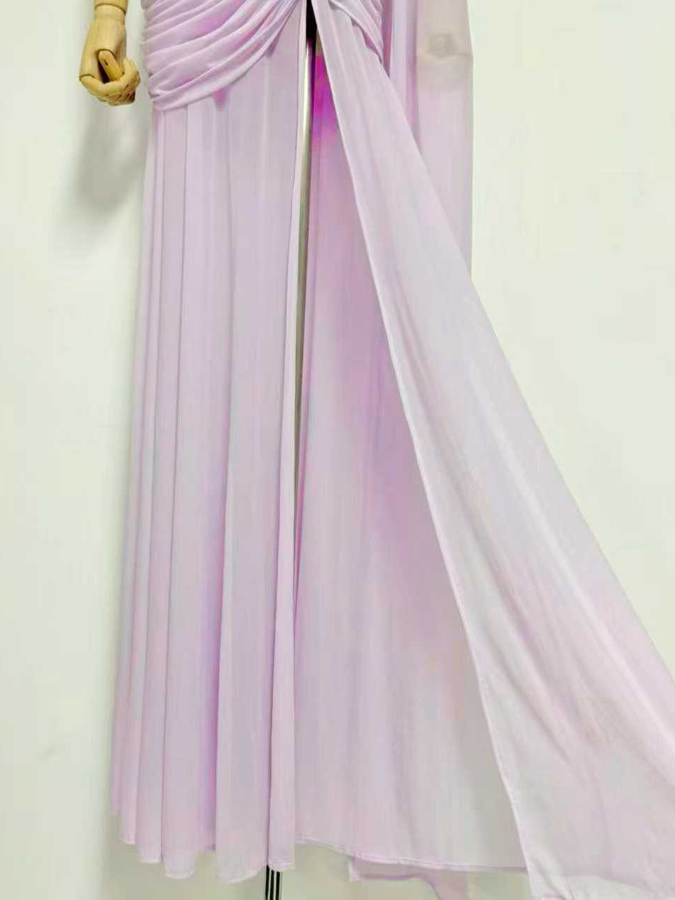 TWOTWINSTYLE Off Shoulder Pleated Side Split Vintage Dress