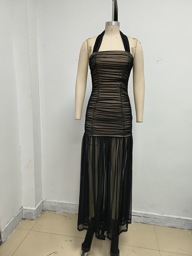 TWOTWINSTYLE Off Shoulder Tunic Pleated Vintage Camisole Dress