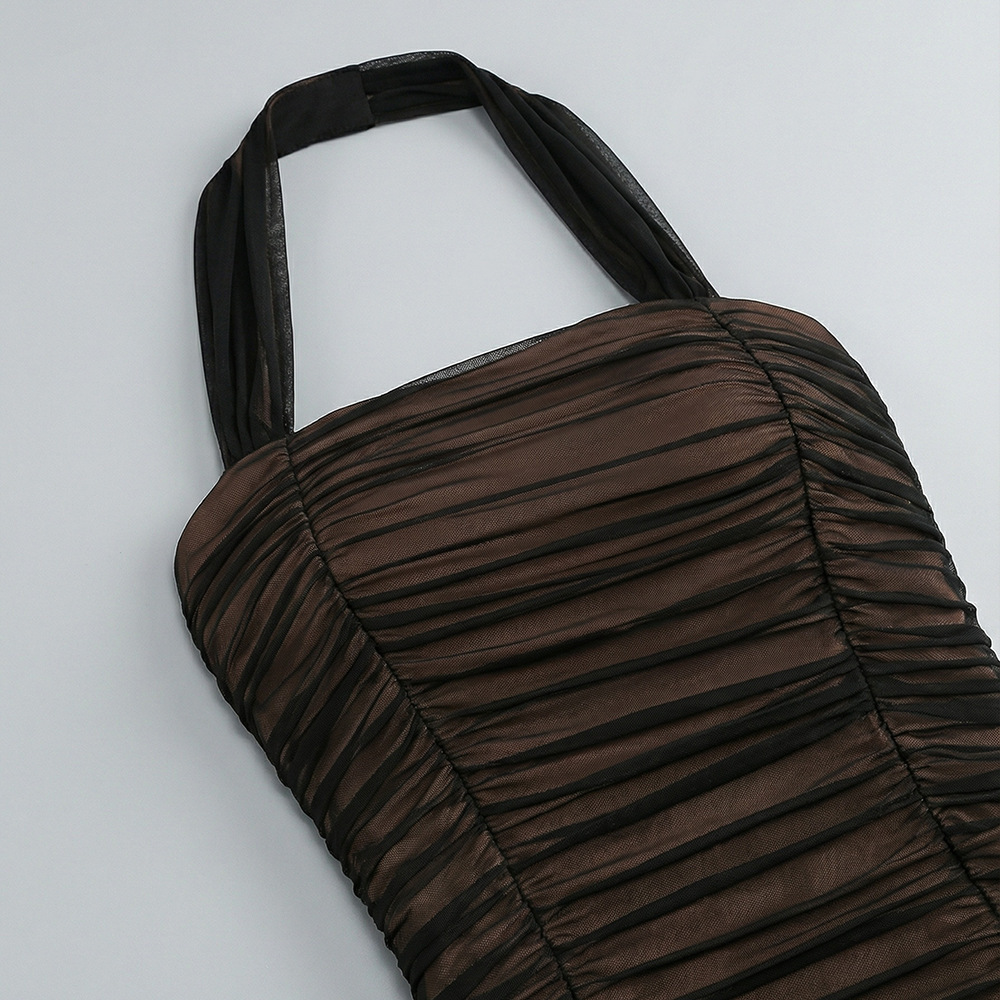 TWOTWINSTYLE Off Shoulder Tunic Pleated Vintage Camisole Dress