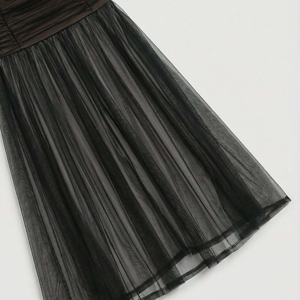 TWOTWINSTYLE Off Shoulder Tunic Pleated Vintage Camisole Dress