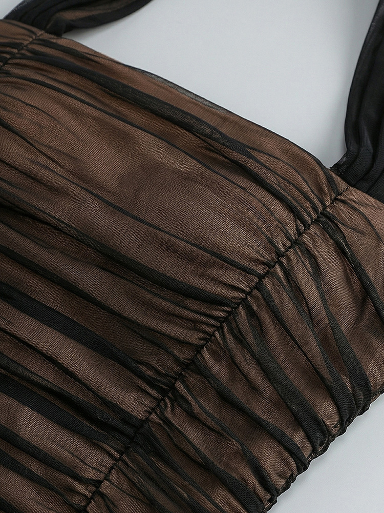 TWOTWINSTYLE Off Shoulder Tunic Pleated Vintage Camisole Dress