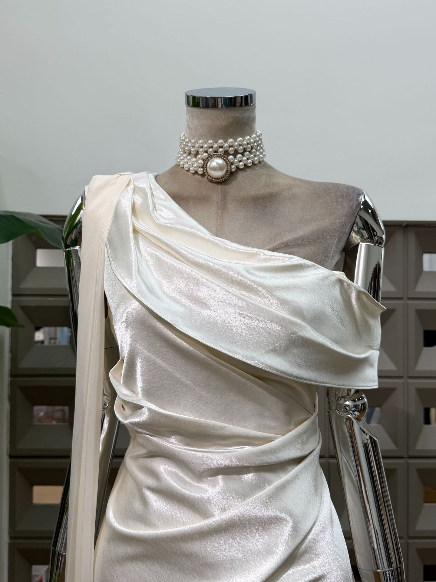 TWOTWINSTYLE Satin Off Shoulder Tunic Ruched Elegant Dress