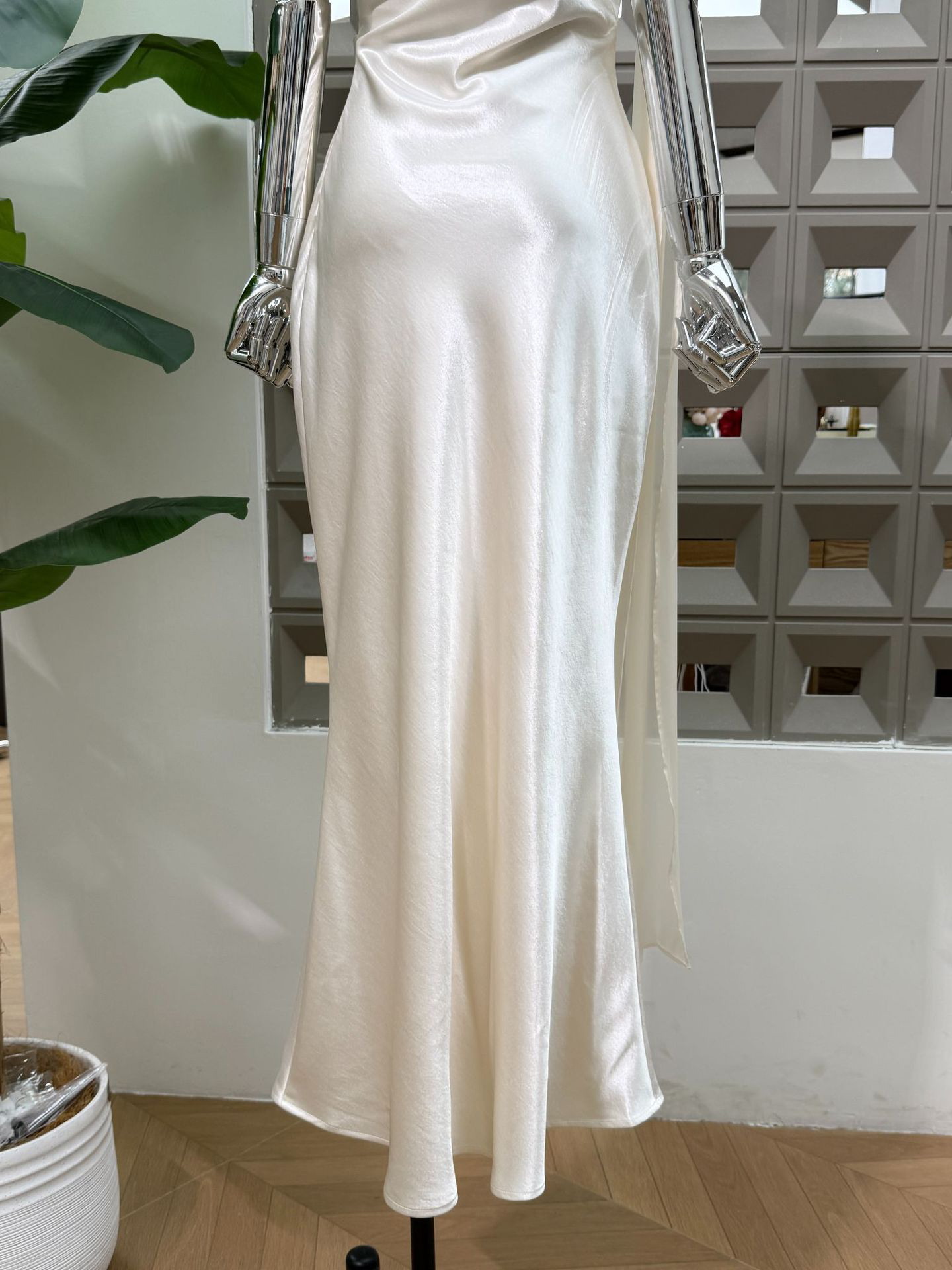 TWOTWINSTYLE Satin Off Shoulder Tunic Ruched Elegant Dress