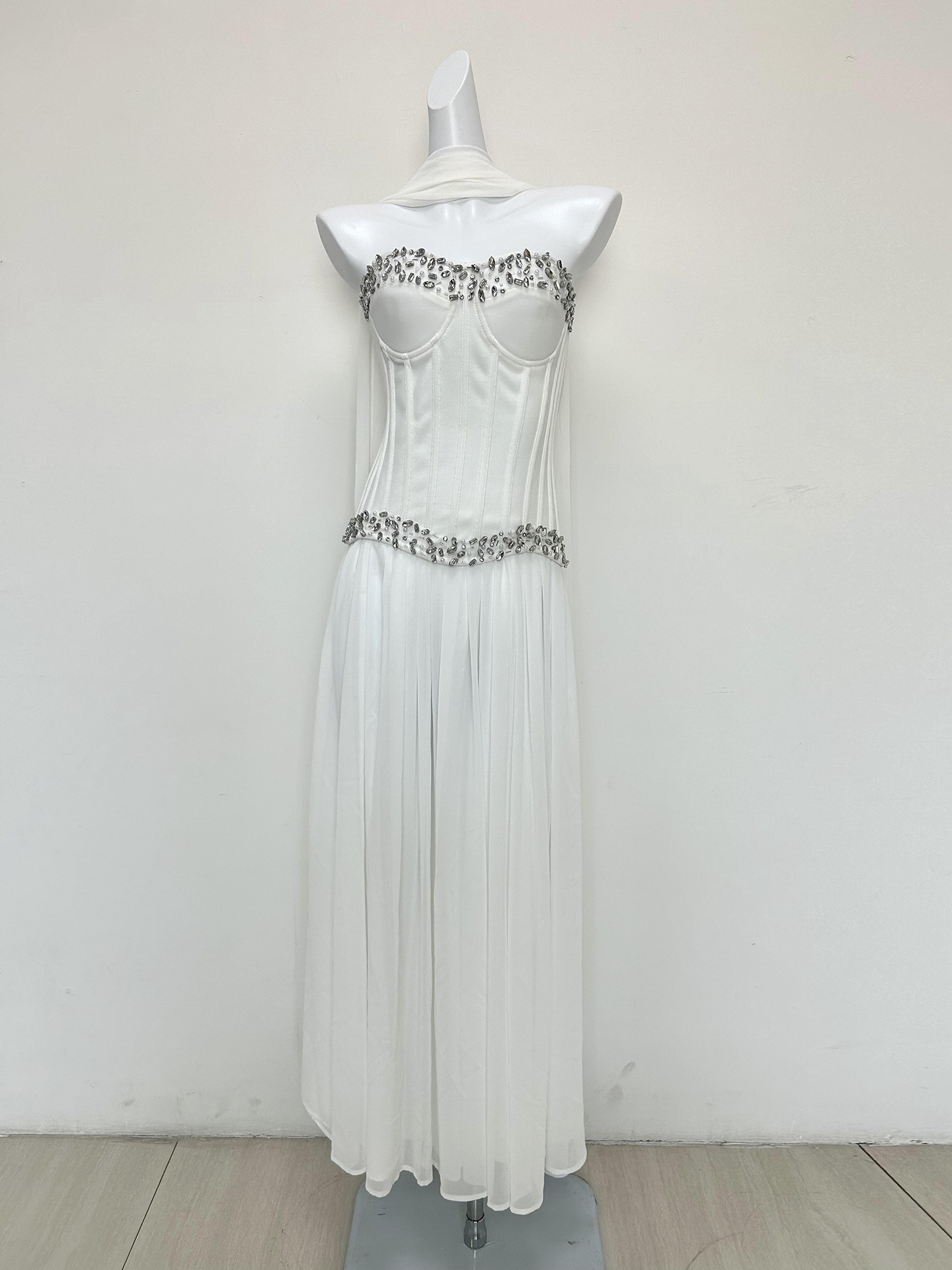 TWOTWINSTYLE Solid Off Shoulder Spliced Diamond Tunic Elegant Dress