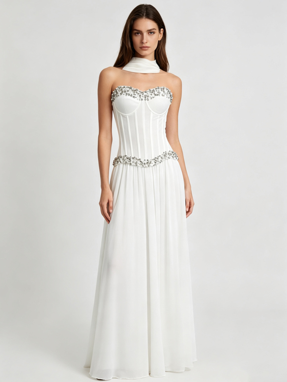 TWOTWINSTYLE Solid Off Shoulder Spliced Diamond Tunic Elegant Dress