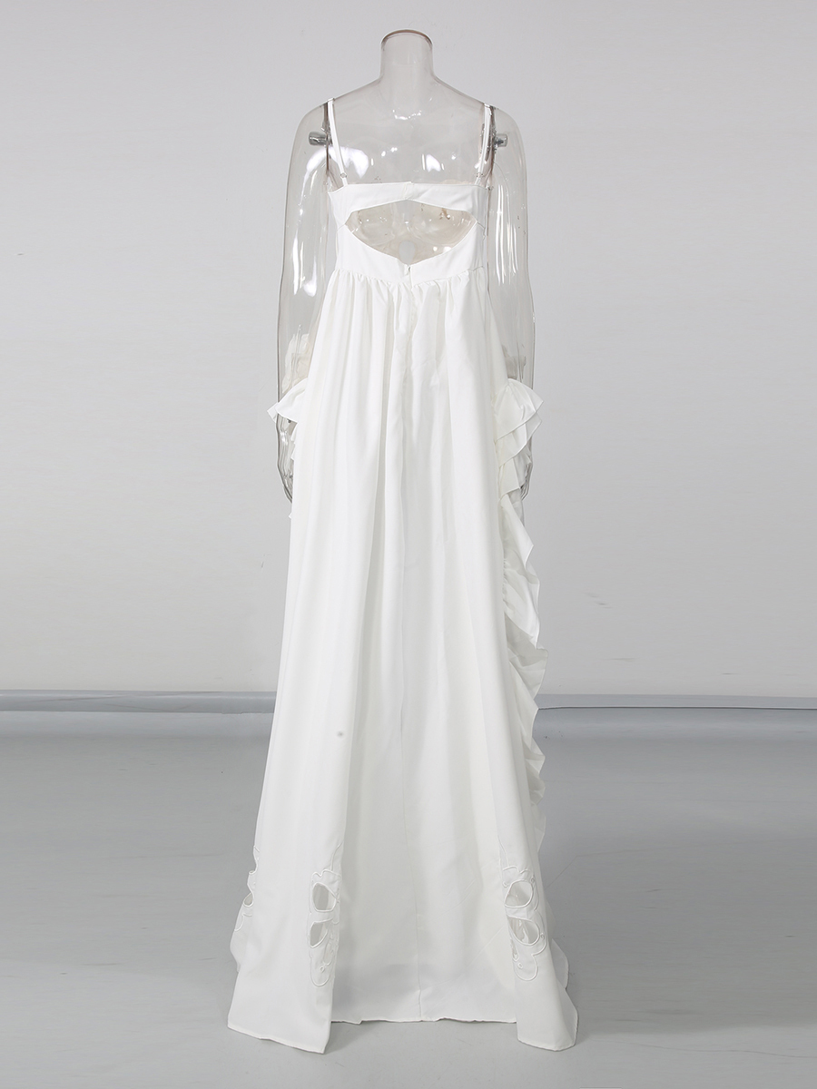 TWOTWINSTYLE Hollow Out Asymmetrical Hem Elegant Camisole Dress