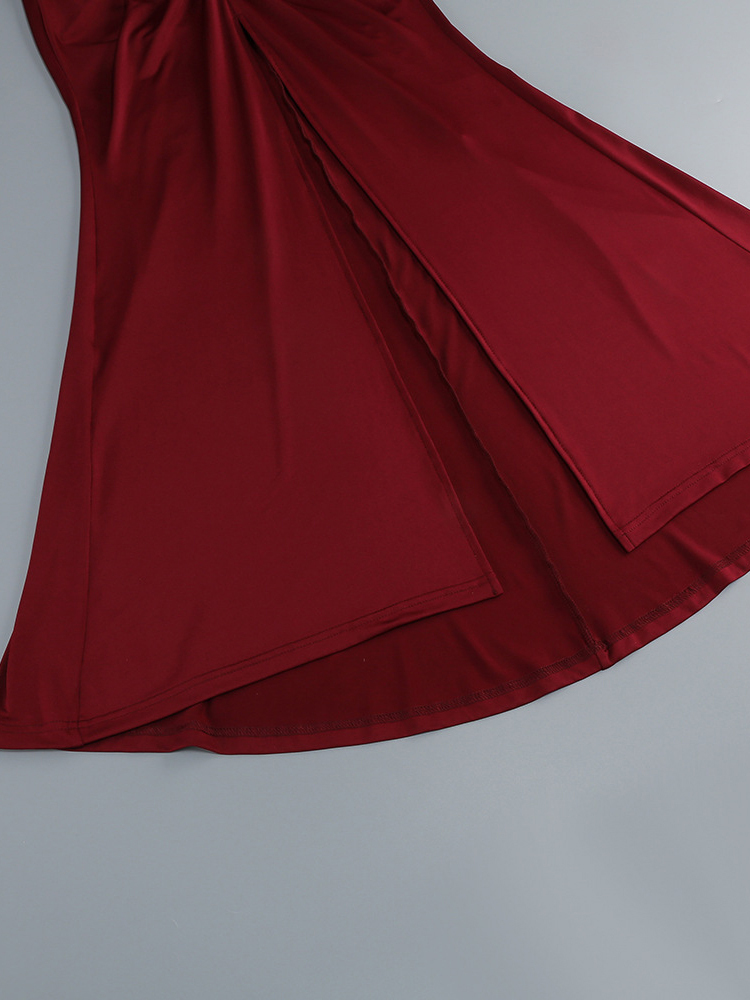 TWOTWINSTYLE Square Neckline Long Sleeve High Waist Pleated Design Dress