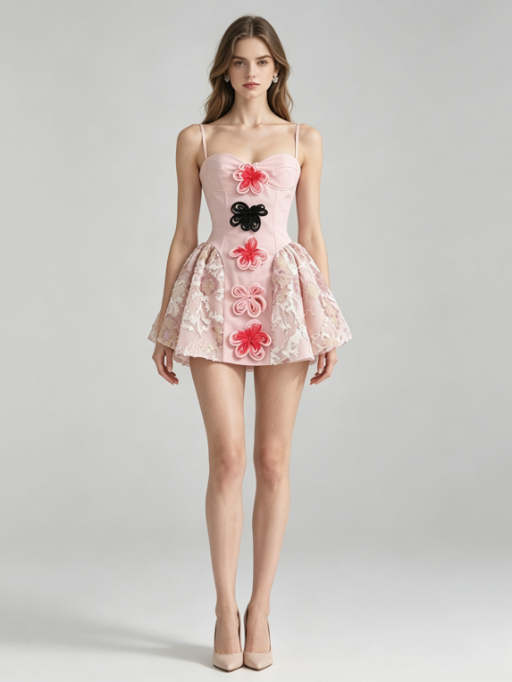 TWOTWINSTYLE Patchwork Flower Lace Tunic Sexy Dress