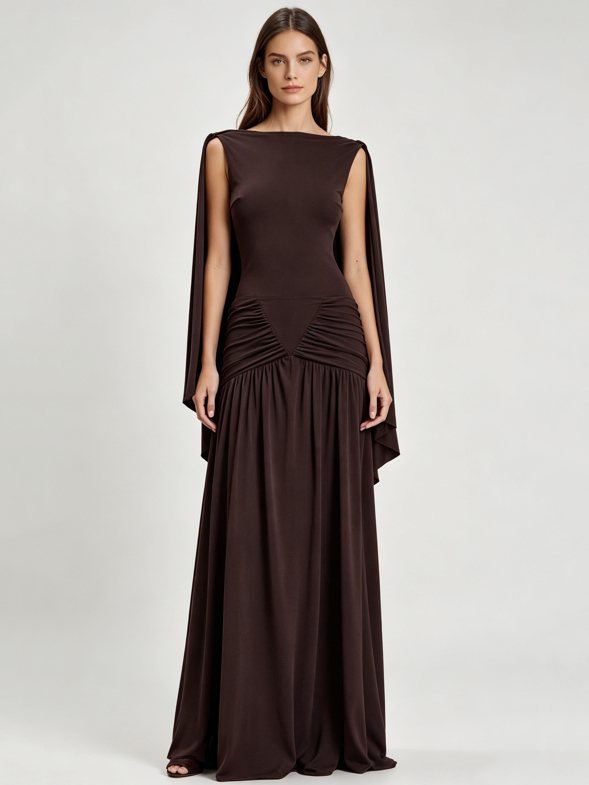 TWOTWINSTYLE Round Neck Sleeveless Pleated Tunic Vintage Dress