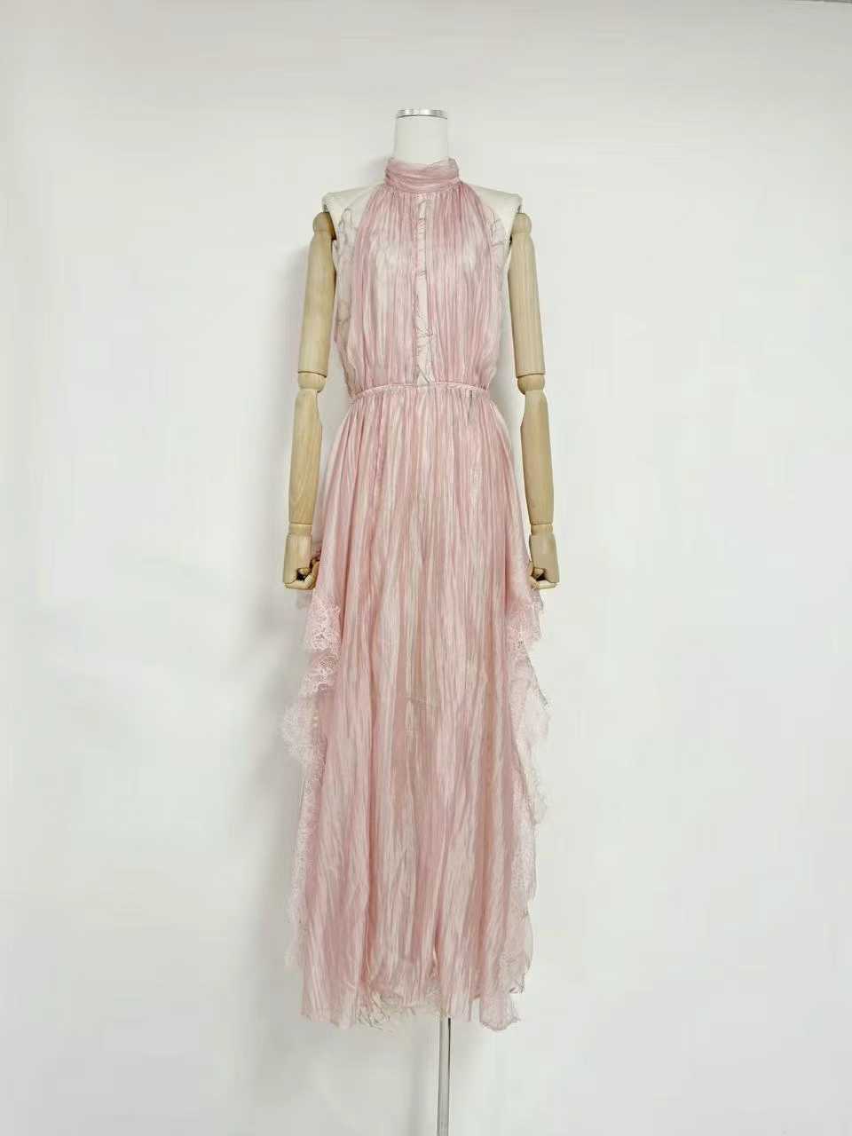 TWOTWINSTYLE Stand Collar Off Shoulder Tunic Spliced Lace Elegant Dress