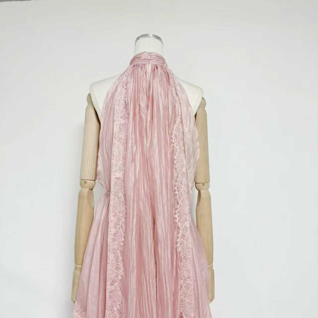 TWOTWINSTYLE Stand Collar Off Shoulder Tunic Spliced Lace Elegant Dress