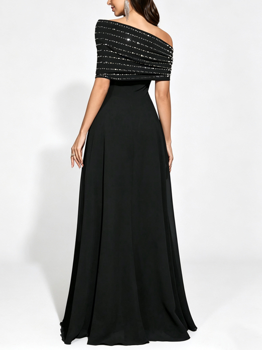 TWOTWINSTYLE Off One Shoulder Spliced Diamond Tunic Vintage Dress