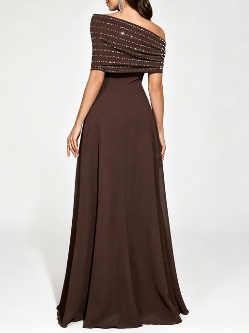 TWOTWINSTYLE Off One Shoulder Spliced Diamond Tunic Vintage Dress