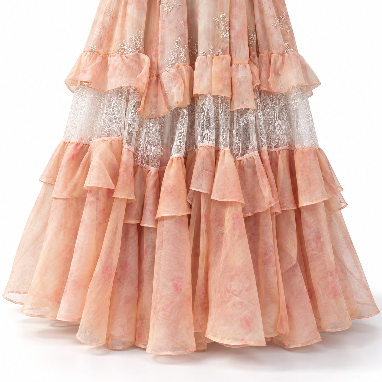 TWOTWINSTYLE Off Shoulder Patchwork Lace Ruffles Sexy Dress