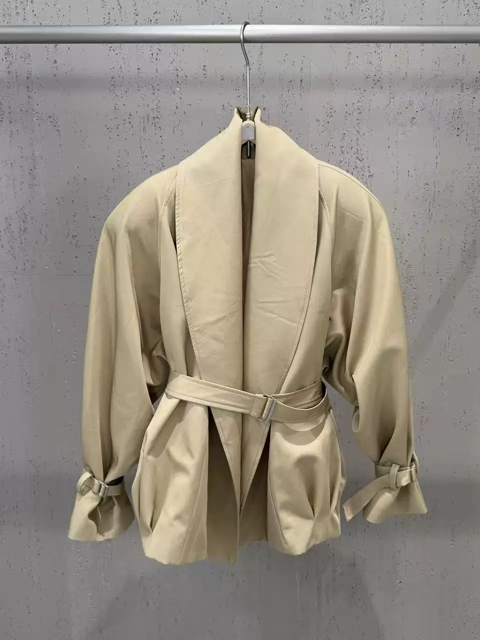 TWOTWINSTYLE Solid Lapel Tunic Long Sleeve Casual Coat