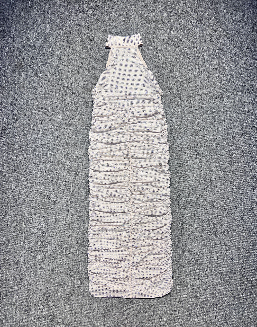 TWOTWINSTYLE Stand Collar Backless Spliced Diamond Elegant Dress