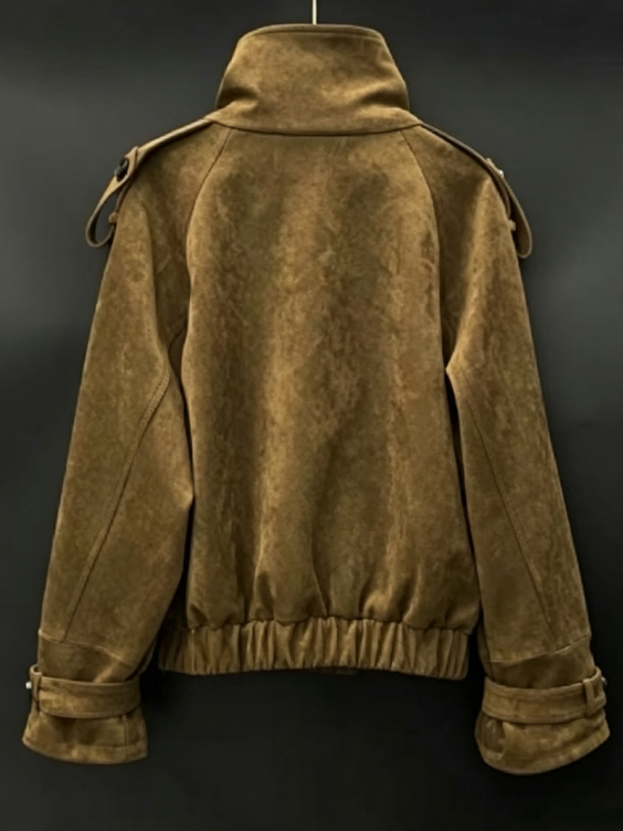 TWOTWINSTYLE Stand Collar Patchwork Double Breasted Vintage Jacket